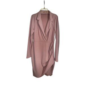 Fashion Nova Womens Long Sleeve Blazer Dress Blush Pink Size XL Sexy Office Date
